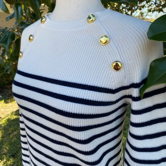 Navy and White Striped Sweater - Picture 4 of 11